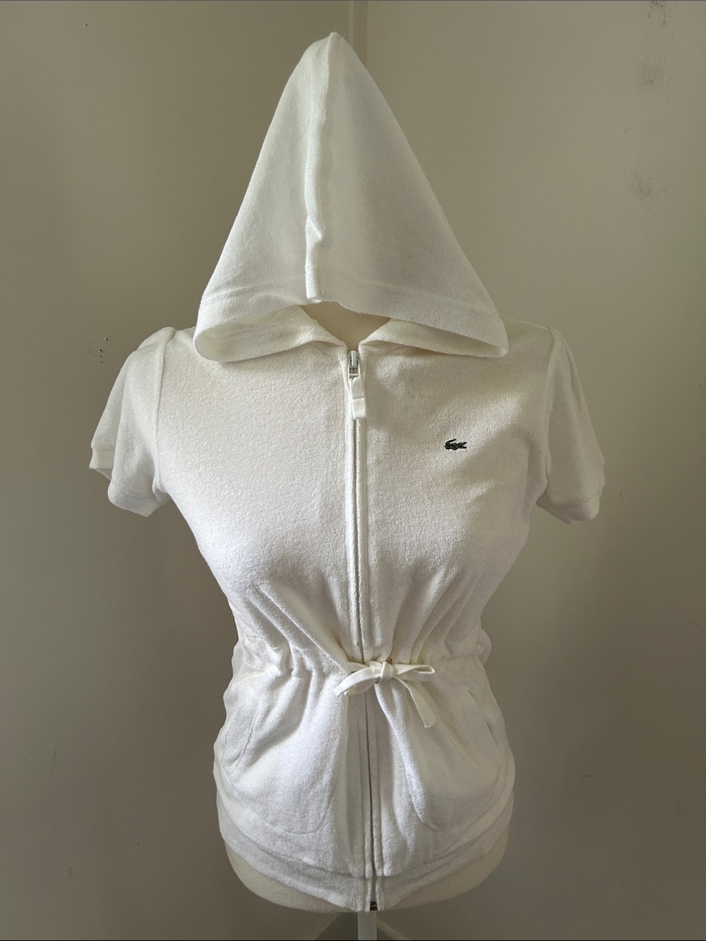 Lacoste White Hooded Short-Sleeve Zip Jacket
